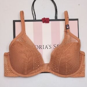 Victoria's Secret Underwire Caramel Tan Incredible By Victoria Plunge Size 36C